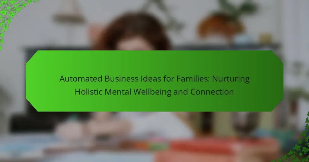 Automated Business Ideas for Families: Nurturing Holistic Mental Wellbeing and Connection