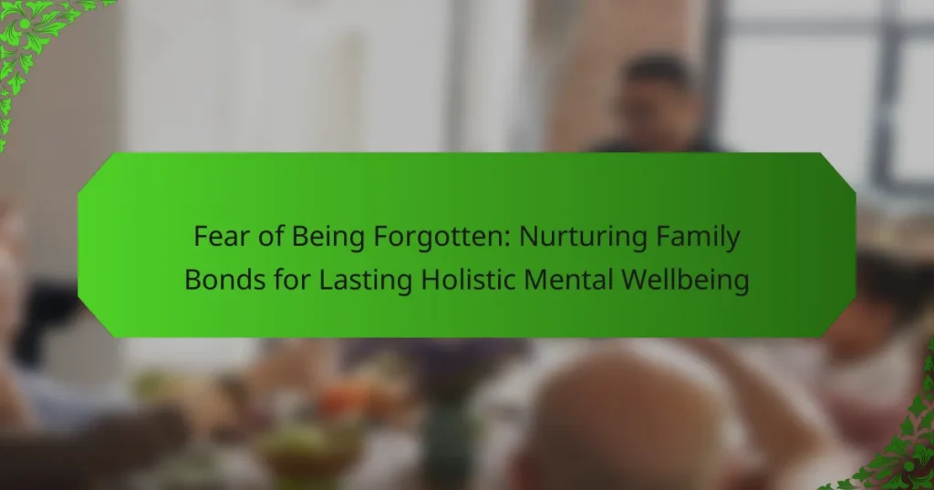 Fear of Being Forgotten: Nurturing Family Bonds for Lasting Holistic Mental Wellbeing