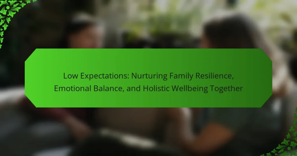 Low Expectations: Nurturing Family Resilience, Emotional Balance, and Holistic Wellbeing Together