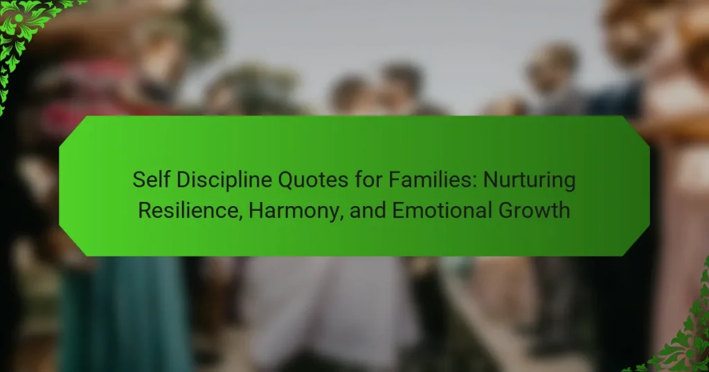 Self Discipline Quotes for Families: Nurturing Resilience, Harmony, and Emotional Growth