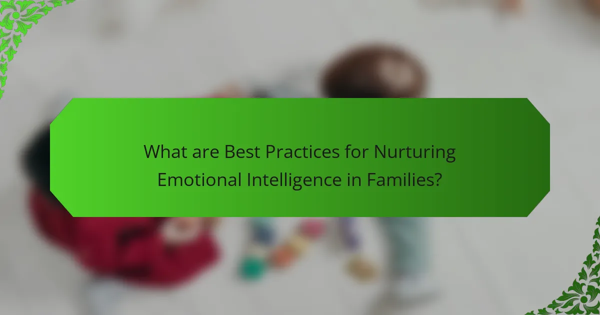 What are Best Practices for Nurturing Emotional Intelligence in Families?