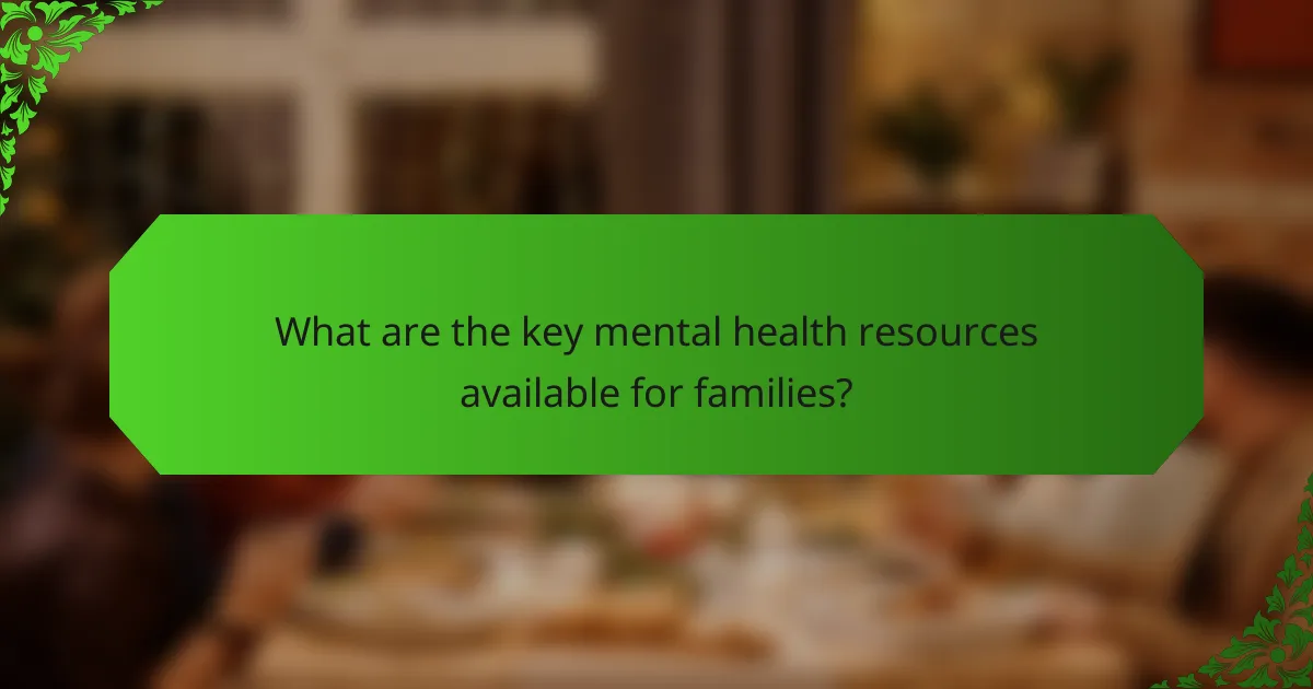 What are the key mental health resources available for families?