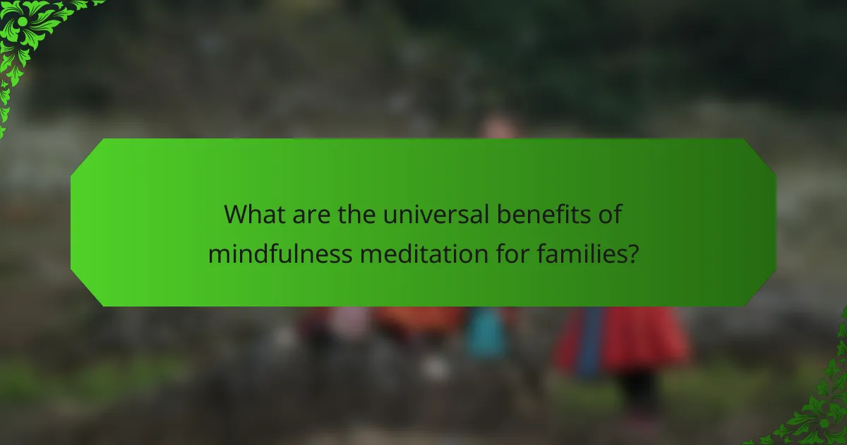 What are the universal benefits of mindfulness meditation for families?