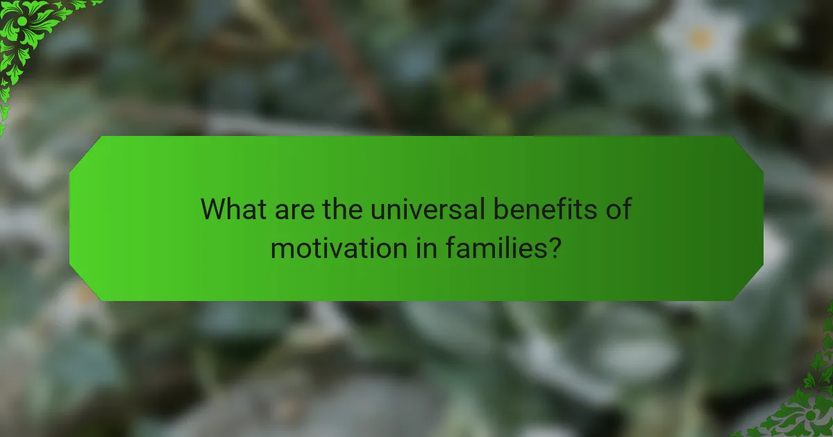 What are the universal benefits of motivation in families?