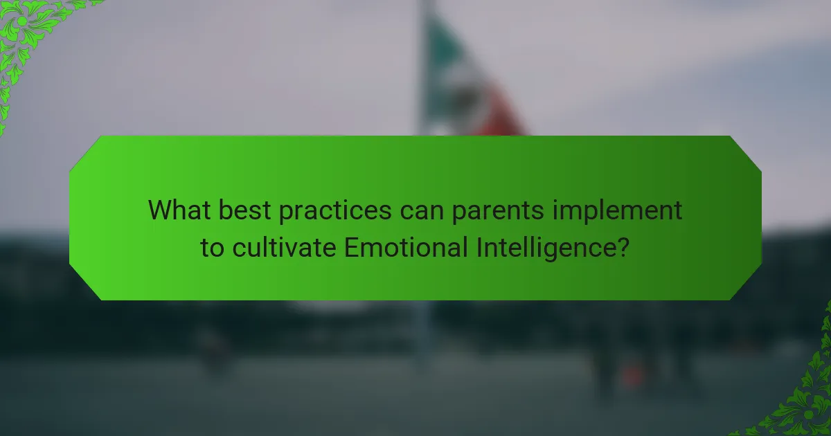 What best practices can parents implement to cultivate Emotional Intelligence?